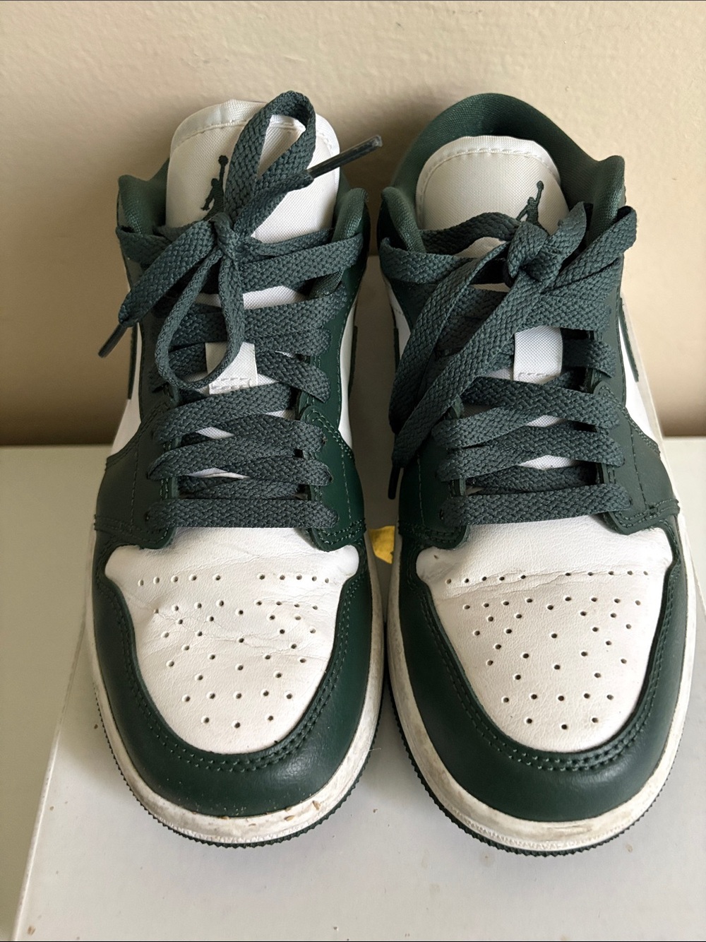 Jordan Low Top Sneakers in White and Dark Green